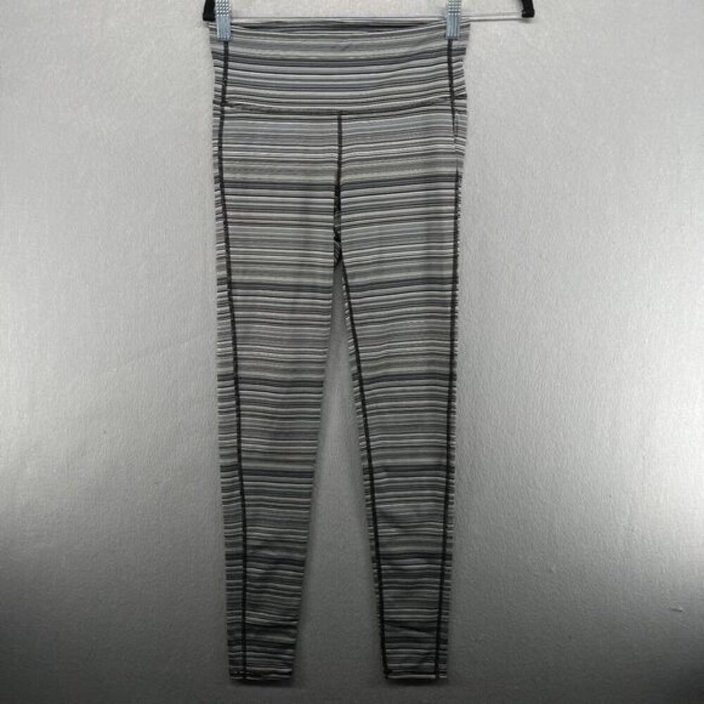 Athleta‎ Leggings Womens Size S Black White Chaturanga Striped High Rise 349161